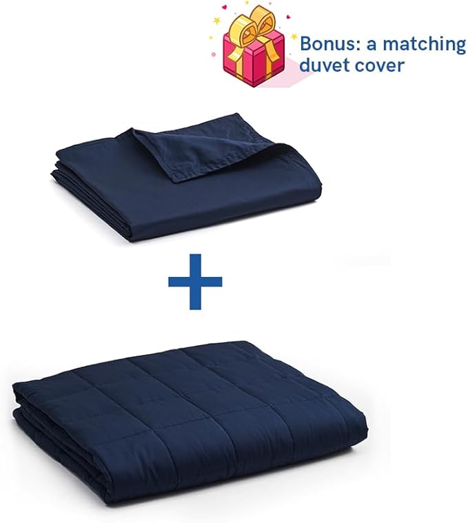 YnM Weighted Blanket,Heavy 100 Percent Oeko-Tex Certified Cotton Material(Navy, 80''x87'' 20lbs), Two Persons(90~160lb) Sharing Use on Queen/King Bed | A Duvet Included