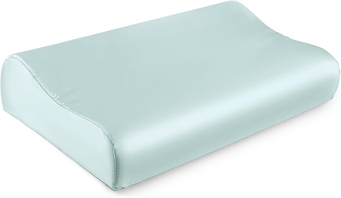 THXSILK 19 Momme 100% Mulberry Silk Pillowcase for Contour Memory Foam Pillow, Contour Pillow Case Cover, Cervical Pillow Case, Pack of 1(Light Blue, 24"x14"x4.7"/3.9")