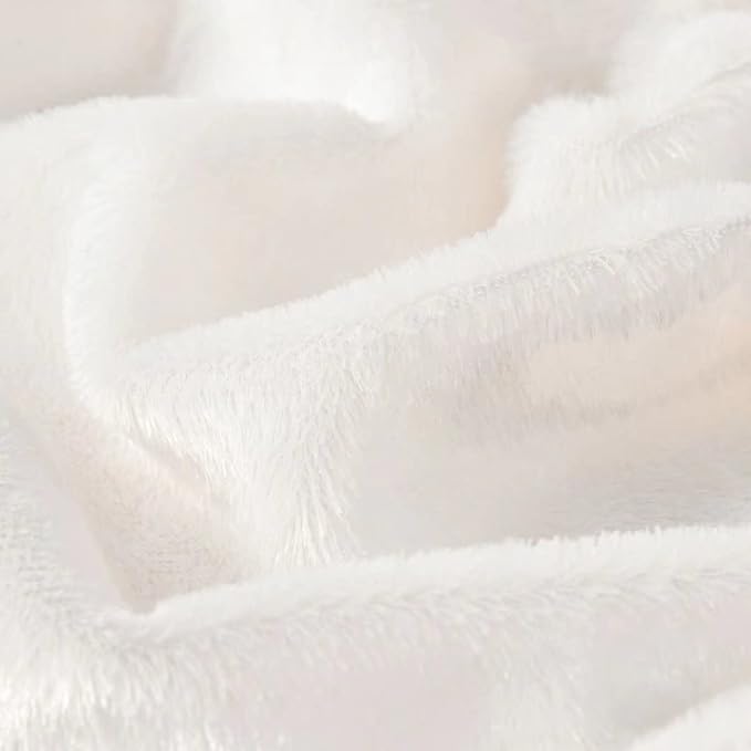 YUSOKI White King Faux Fur Blanket,2 Layers,90"x104",Without Pillows Big Soft Plush Fuzzy Large Warm Fluffy Blanket for Bed…