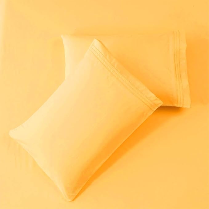SONORO KATE Bed Sheet Set Super Soft Microfiber 1800 Thread Count Luxury Egyptian Sheets 16-Inch Deep Pocket,Wrinkle and Hypoallergenic-4 Piece (Yellow, Full)