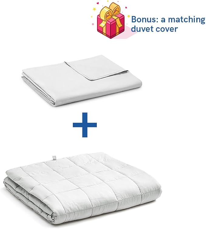YnM Weighted Blanket,Heavy 100 Percent Oeko-Tex Certified Cotton Material(Light Grey, 80''x87'' 30lbs), Two Persons(140~240lb) Sharing Use on Queen/King Bed | A Duvet Included