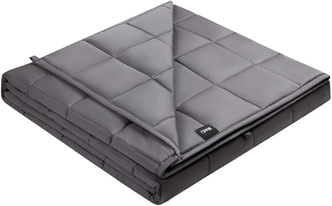 ZonLi Cooling Weighted Blanket (48"x72", 15lbs, Grey), Queen Size Bamboo-Derived Rayon Weighted Blanket for Adults, High Breathability Heavy Blanket, Soft Material with Premium Glass Beads