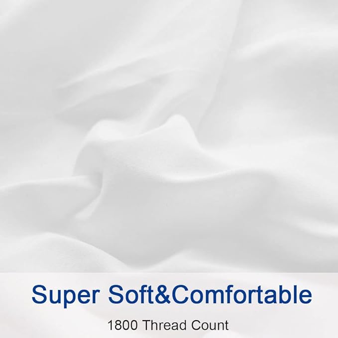 SONORO KATE Bed Sheet Set Super Soft Microfiber 1800 Thread Count Luxury Egyptian Sheets 18-Inch Deep Pocket Wrinkle and Hypoallergenic-4 Piece(King White)