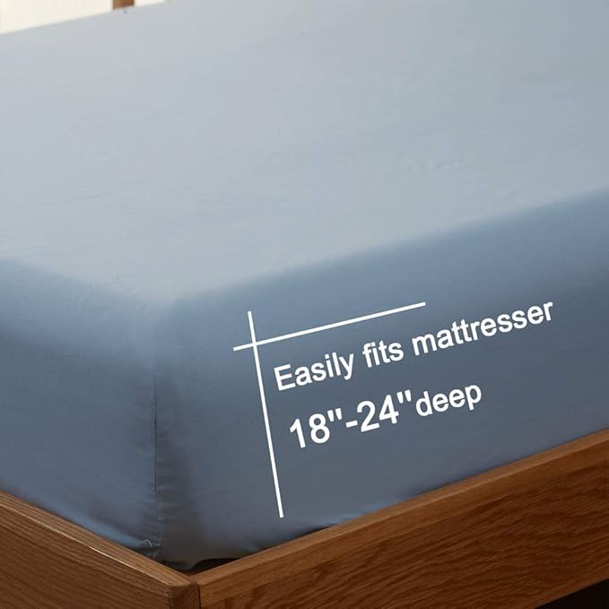 SONORO KATE Bed Sheet Set Super Soft Microfiber 1800 Thread Count Luxury Egyptian Sheets 18-Inch Deep Pocket Wrinkle and Hypoallergenic-4 Piece(Full Lake Blue)