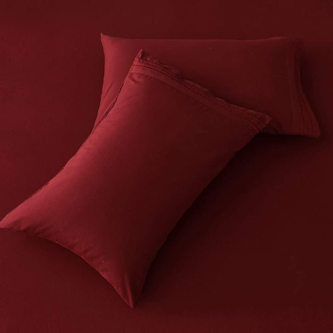 SONORO KATE Bed Sheet Set Super Soft Microfiber 1800 Thread Count Luxury Egyptian Sheets 16-Inch Deep Pocket,Wrinkle and Hypoallergenic-4 Piece (Burgundy, Full)