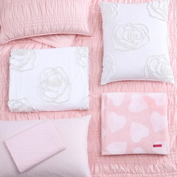 Betsey Johnson - Throw, Ultra-Soft Plush Blanket, Use for Couch, Bed, or Lounges, Dorm Essentials (Dotted Heart Pink, 50" x 70")