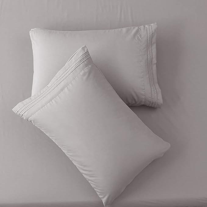 SONORO KATE Bed Sheet Set Super Soft Microfiber 1800 Thread Count Luxury Egyptian Sheets 18-Inch Deep Pocket Wrinkle and Hypoallergenic-3 Piece(Twin XL Grey)