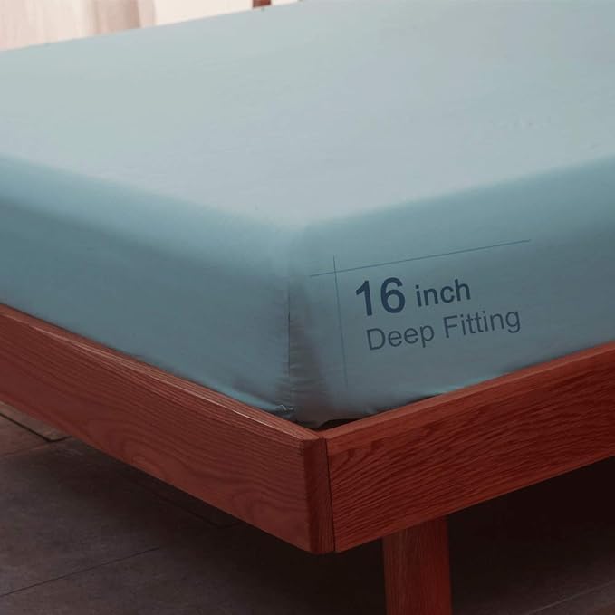 SONORO KATE Bed Sheet Set Super Soft Microfiber 1800 Thread Count Luxury Egyptian Sheets 16-Inch Deep Pocket,Wrinkle and Hypoallergenic-3 Piece (Spa Blue, Twin XL)