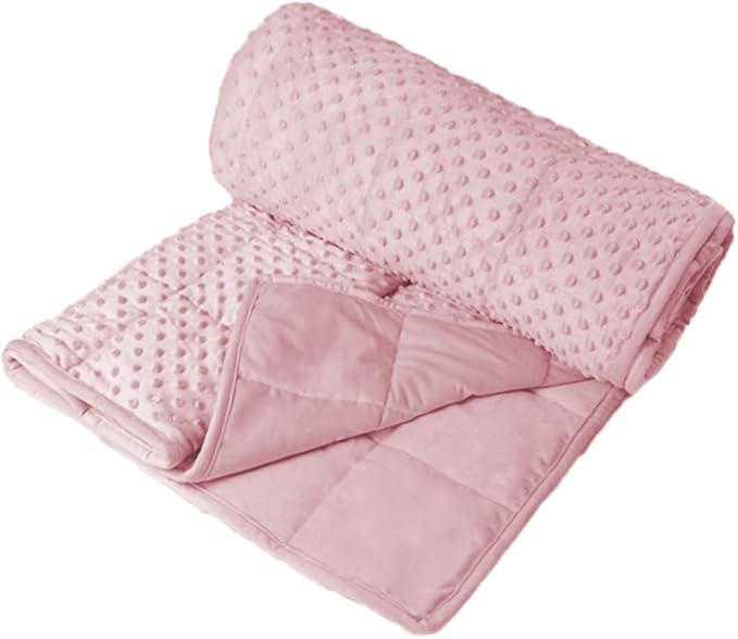 ALANSMA Reversible Weighted Blanket for All Season, Luxury Velvet, Warm and Cool, Adult 10Lb Weighted Blanket, Enjoy Sleeping Anywhere(Pink, 48''x72''10lbs)
