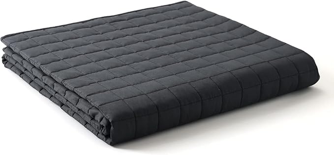 YnM Weighted Blanket, Soothing Cotton, Smallest Compartments with Glass Beads, Bed Blanket for Two Personsof 90~140lbs, Ideal for Queen or King Bed (80x87 Inches, 20 Pounds, Dark Grey)