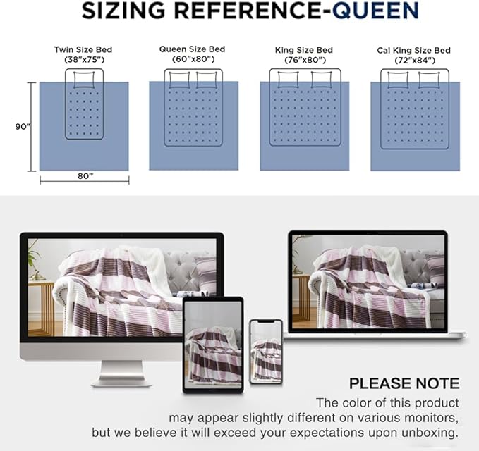 PU MEI Sherpa Blanket Full/Queen Plaid Thick Bed Blanket, 90”*80” Super Soft Flannel Fuzzy Fleece Reversible Velvet Plush Warm Blanket for Couch(Pink Check, 80"*90")
