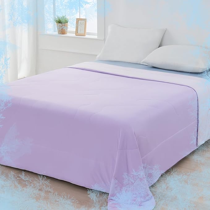 EMME Cooling Comforter King Size, Double-Sided Cooling Blanket for Hot Sleepers, Q-Max>0.45 Breathable Summer Quilt for Night Sweater, Cold Touch Lightweight Duvet Insert (Purple,106 x 90)