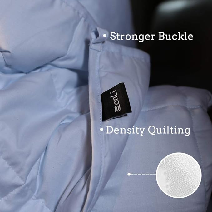 ZonLi Weighted Blanket (60"x80", 20lbs, Light Blue) Queen Size Weighted Blanket for Adults, High Breathability Heavy Blanket, Soft Material with Premium Glass Beads