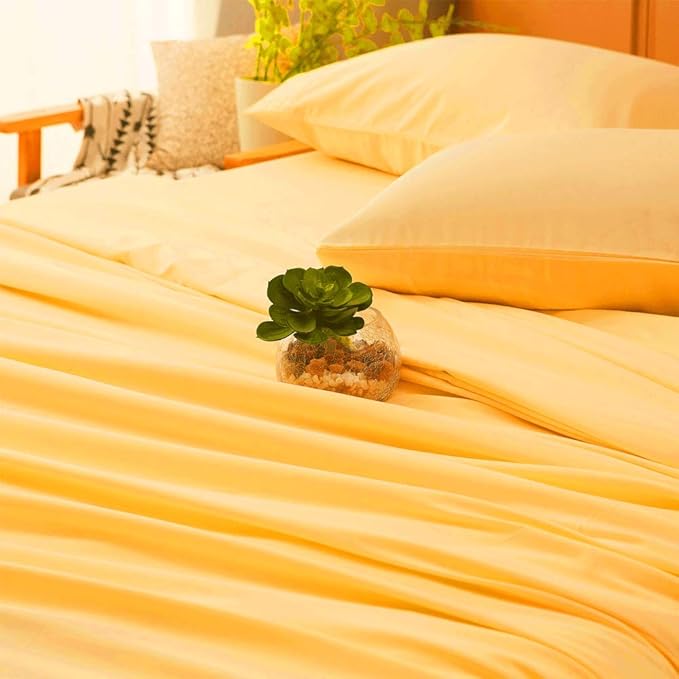 SONORO KATE Bed Sheet Set Super Soft Microfiber 1800 Thread Count Luxury Egyptian Sheets 16-Inch Deep Pocket,Wrinkle and Hypoallergenic-4 Piece (Yellow, King)