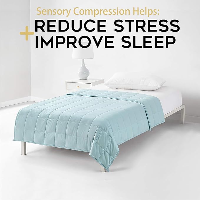 YnM Weighted Blanket — Heavy 100% Oeko-Tex Certified Cotton Material with Premium Glass Beads (Light Blue, 36''x48'' 5lbs), Suit for One Person(~40lb) Use on Twin Bed