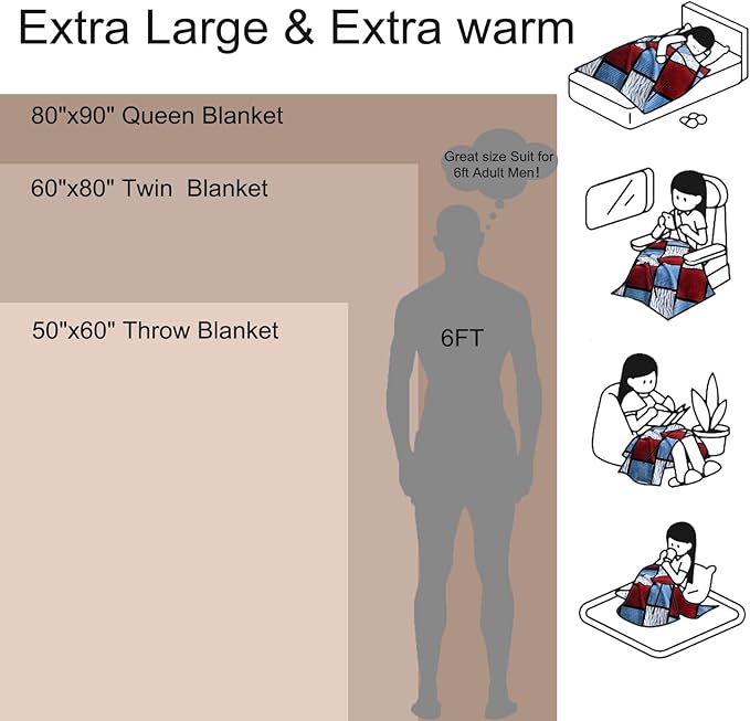 PU MEI Sherpa Blanket Fleece Throw Blanket Twin Plaid Thick Bed Blanket, Soft Warm Cozy Throw Blanket for Couch 60”*80” Zebra-Wine Blue