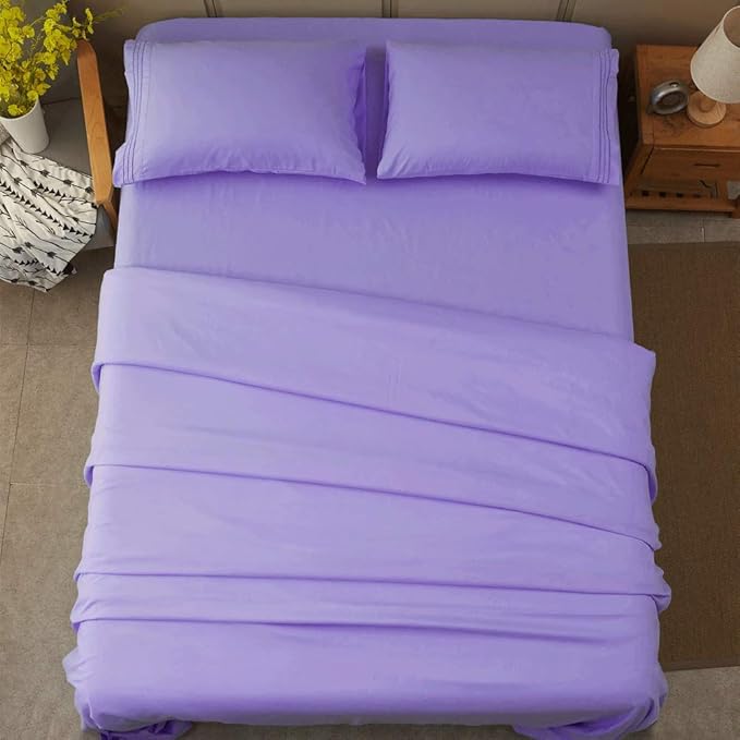 SONORO KATE Bed Sheet Set Super Soft Microfiber 1800 Thread Count Luxury Egyptian Sheets 16-Inch Deep Pocket,Wrinkle and Hypoallergenic-4 Piece (Lavender, Full)