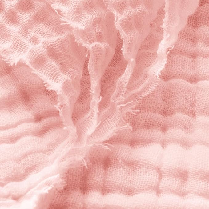 Carriediosa 100% Cotton Muslin Throw Blanket 50" X 70" Throw XL Size,4-Layers Summer Gauze Throws for Bed Couch,Soft Lightweight Breathable Linen Blankets Bedspread for Adults All Season,Dusty Pink