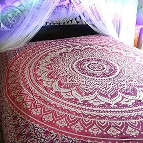 raajsee Indian Cotton Pink Purple Tapestry Mandala Wall Hangings- Tapestry For Bedroom - Indie Wall Tapestry Hippie Room Decor - Boho Small Tapestrys Aesthetic 30x40 Inches