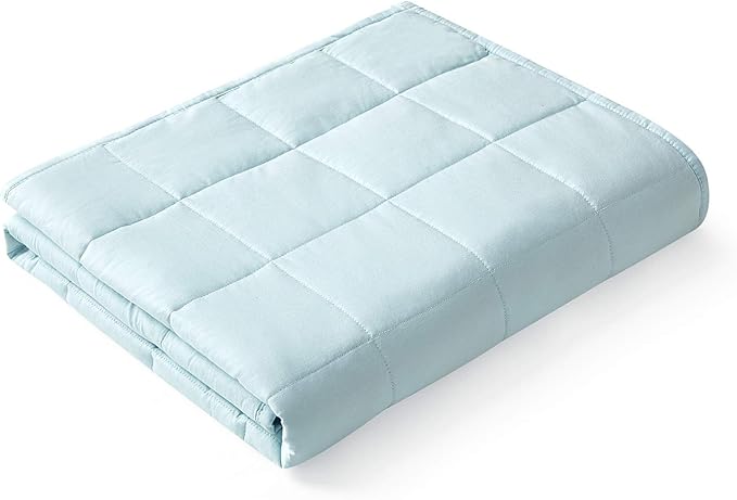 YnM Weighted Blanket — Heavy 100% Oeko-Tex Certified Cotton Material with Premium Glass Beads (Light Blue, 36''x48'' 5lbs), Suit for One Person(~40lb) Use on Twin Bed
