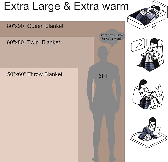 PU MEI Sherpa Blanket Fleece Throw Blanket Queen Plaid Thick Bed Blanket, Soft Warm Cozy Throw Blanket, 80”*90” Zebra-Blue