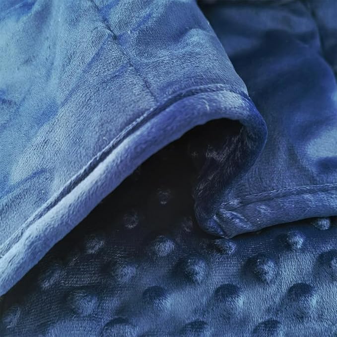 ALANSMA Reversible Weighted Blanket for All Season, Luxury Velvet, Warm and Cool, Adult 10Lb Weighted Blanket, Enjoy Sleeping Anywhere(Blue, 48''x72''10lbs)