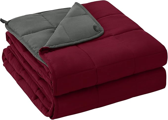 King Size Weighted Blanket for Adults (30 lbs, 80” x 87”, Red Grey) Cooling Heavy Blanket for Sleeping Perfect for 190-210 lbs, Breathable Blanket for Adults & Couple All Season, Machine Washable