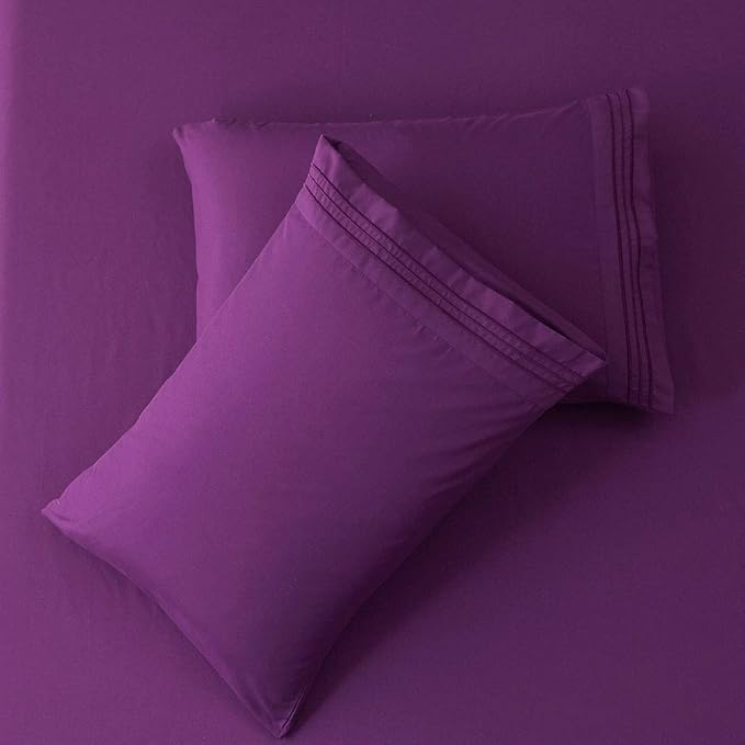 SONORO KATE Bed Sheet Set Super Soft Microfiber 1800 Thread Count Luxury Egyptian Sheets 16-Inch Deep Pocket Wrinkle and Hypoallergenic-4 Piece(King Purple)