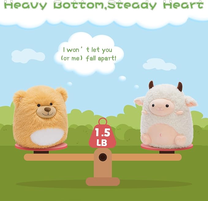 MaoGoLan 14'' Sheep Stuffed Animal Plush Lamb Squishable Throw Pillow for Kids Girls Cute Goat Body Pillow with Uncented Weighted Beads Inside - Christmas Valentine's Day Birthday Gifts