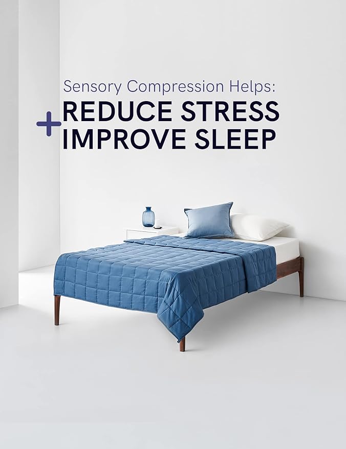 YnM Weighted Blanket,Heavy 100 Percent Oeko-Tex Certified Cotton Material, Bed Blanket for One Person of 240lbs, Ideal for Queen/King Bed (60x80 Inches, 25 Pounds, Monaco Blue)