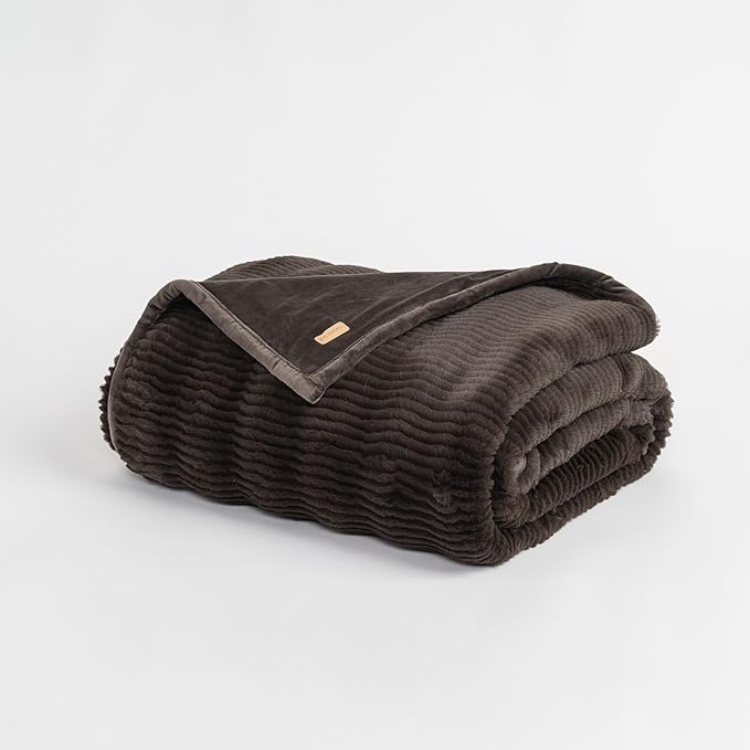 Ultra Soft Faux Fur Throw Blanket for Couch, Luxury Sculpted Texture Faux Rabbit Fur Blanket for Bed, Fluffy Thick Plush Warm Fuzzy Throw, 920GSM (Dark Brown, 50''x60'')