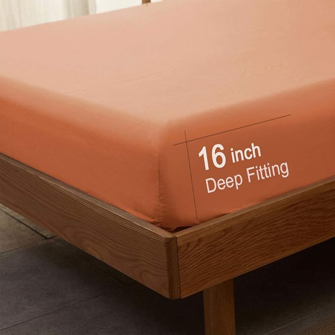 SONORO KATE Bed Sheet Set Super Soft Microfiber 1800 Thread Count Luxury Egyptian Sheets 16-Inch Deep Pocket,Wrinkle and Hypoallergenic-4 Piece (Coral, Full)