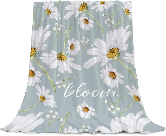 Neatee Living Daisy Decorative Throw Blanket Twin Size Spring Summer Floral Blanket for Couch Sofa Bed Soft Cozy Fleece Blankets Flower Home Decoration Blanket 60x80
