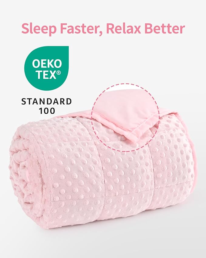 Mr. Sandman Weighted Blanket for Adults, Minky Dots Heavy Blanket for Woman,Man Sleeping/Calm, Soft, Cozy and Cooling Weighted Throw Blankets, Machine Washable, 48 x 72in, 12 lbs, Pink