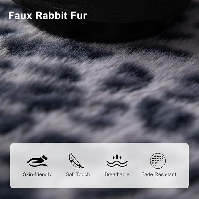 AMWAN Ultra Soft Fuzzy Faux Rabbit Fur Couch Cover for Sofa,Bed Shaggy Thick Warm Fluffy Sofa Slipcover for Dogs,Cats,Kids,Decorative Gray Cozy Furry Blanket, Blue-Grey,71x150’’