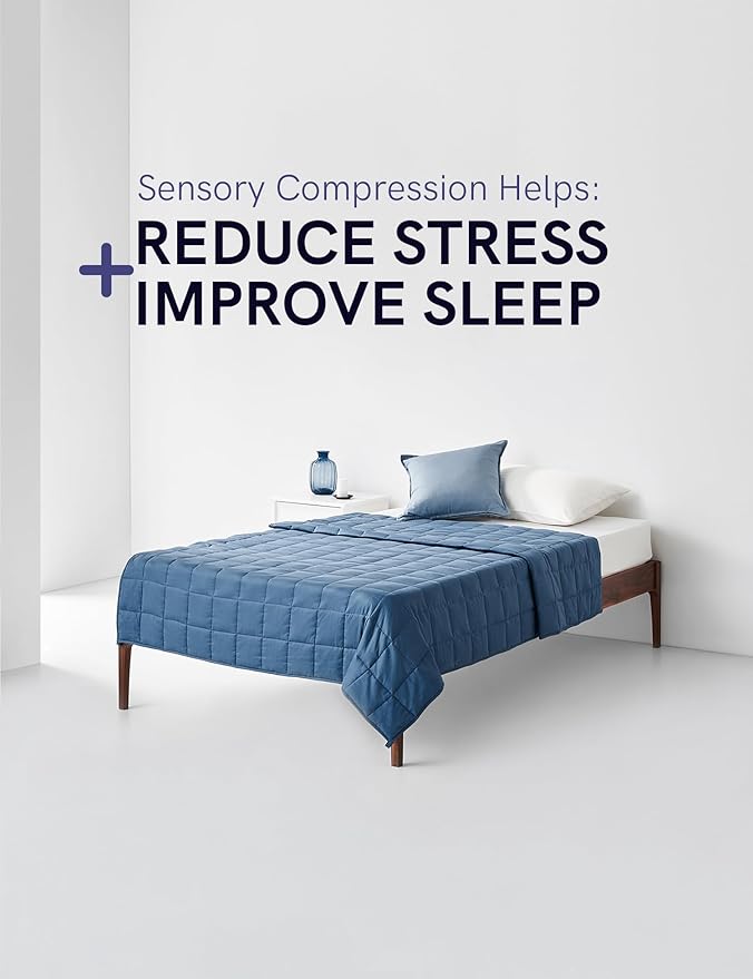 YnM Weighted Blanket, Oeko-Tex Certified Breathable Cotton Material with Premium Glass Beads (Monaco Blue, 36''x48'' 5lbs), Suit for One Person(~40lb) Use on Twin Bed