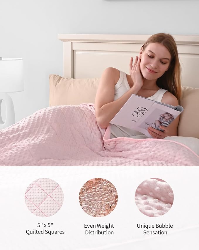 Mr. Sandman Weighted Blanket for Adults, Minky Dots Heavy Blanket for Woman,Man Sleeping/Calm, Soft, Cozy and Cooling Weighted Throw Blankets, Machine Washable, 48 x 72in, 12 lbs, Pink