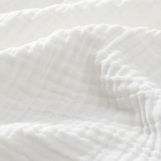 Carriediosa 100% Cotton Muslin Throw Blanket 66" X 90" Twin XL Size,4-Layers Summer Gauze Throws for Bed Couch,Soft Lightweight Breathable Linen Blankets Bedspread for Adults All Season,White