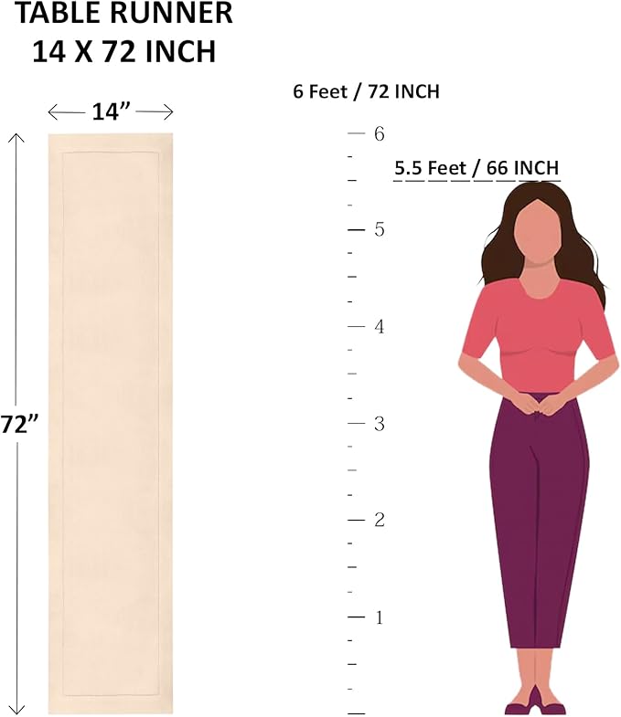Solino Home Cotton Linen Pastel Turquoise Table Runner 72 Inches Long - Hemstitch Table Runner 14 x 72 Inch for Dresser, Dining and Summer