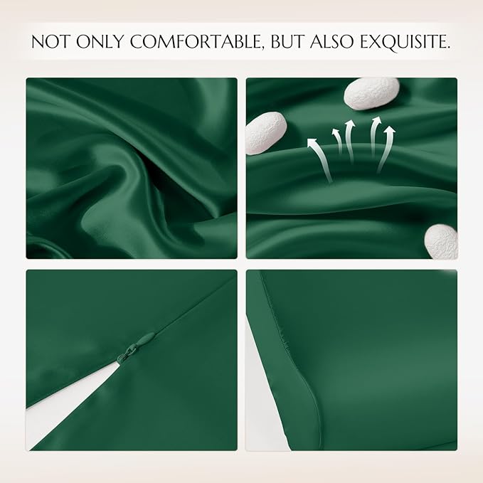THXSILK 19 Momme 100% Mulberry Silk Pillowcase for Contour Memory Foam Pillow, Contour Pillow Case Cover, Cervical Pillow Case, Pack of 1((Emerald Green, 24"x14"x4.7"/3.9")
