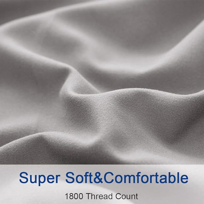 SONORO KATE Bed Sheet Set Super Soft Microfiber 1800 Thread Count Luxury Egyptian Sheets 18-Inch Deep Pocket Wrinkle and Hypoallergenic-3 Piece(Twin XL Grey)