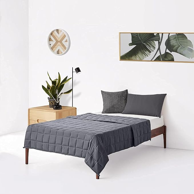 ZonLi Weighted Blanket (80"x87", 25lbs, Grey), King Size Weighted Blanket for Adults, 100% Polyester Material with Glass Beads