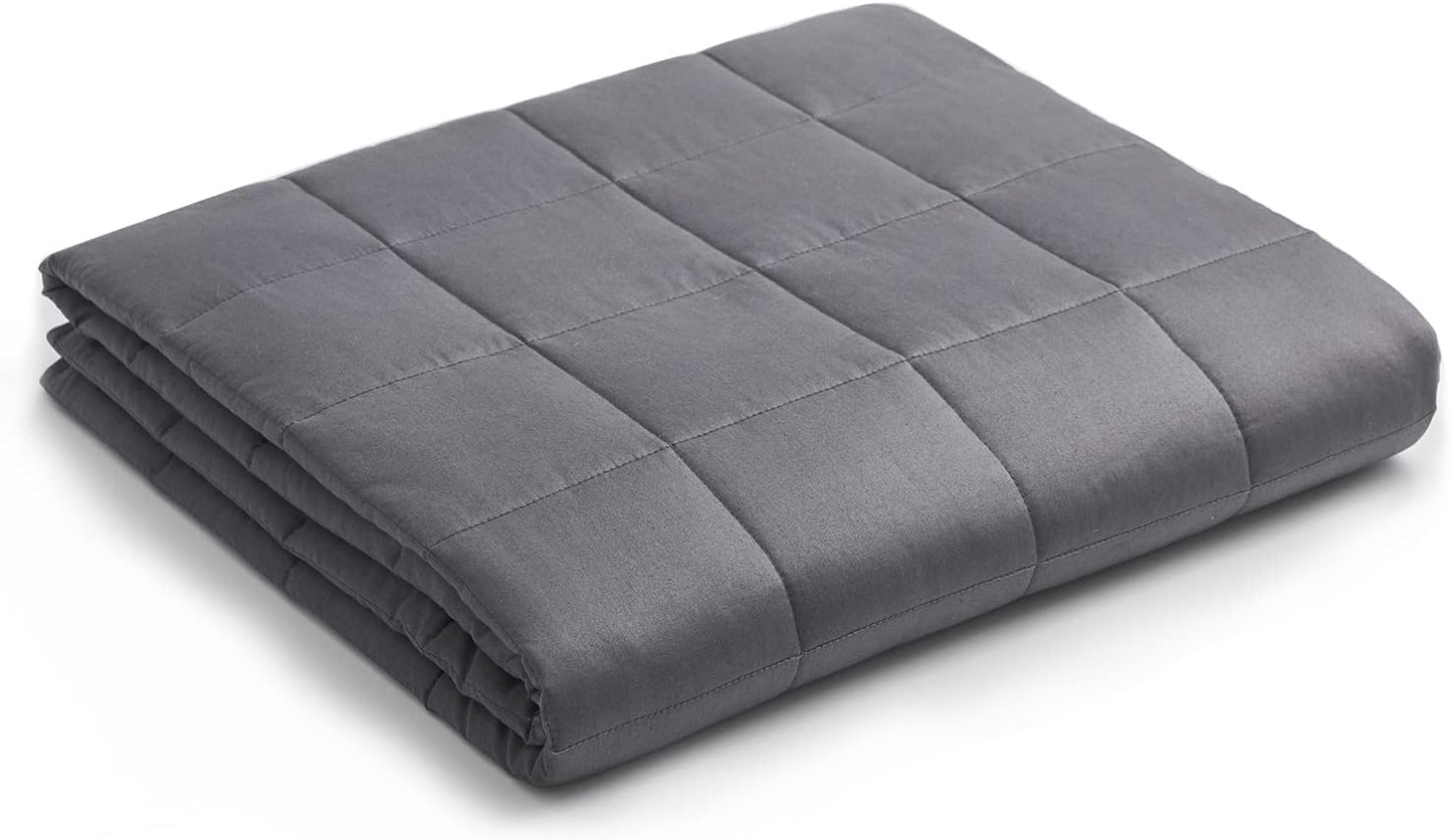 YnM Weighted Blanket, Soothing Cotton, Bed Blanket for One Person of 90lbs, Ideal for Twin Bed (41x60 Inches, 10 Pounds, Dark Grey)