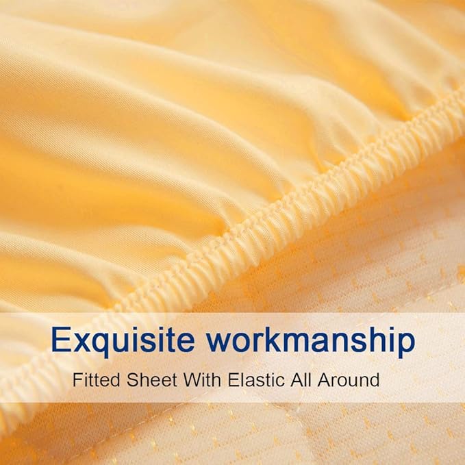 SONORO KATE Bed Sheet Set Super Soft Microfiber 1800 Thread Count Luxury Egyptian Sheets 16-Inch Deep Pocket,Wrinkle and Hypoallergenic-4 Piece (Yellow, King)