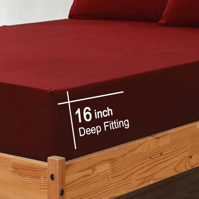 SONORO KATE Bed Sheet Set Super Soft Microfiber 1800 Thread Count Luxury Egyptian Sheets 16-Inch Deep Pocket,Wrinkle and Hypoallergenic-4 Piece (Burgundy, Full)