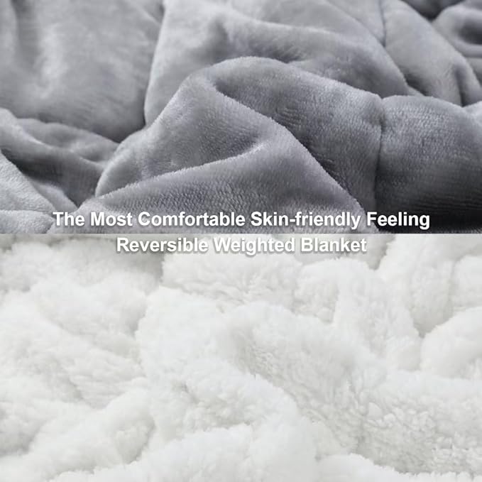 Alomidds Weighted Blanket for Adults, Twin Size 12lbs Weighted Blankets,Heavy Blanket with Shiny Soft Shiny Fleece and Cozy Warm Sherpa for Couch Bed, 48 x 72 inches,Grey