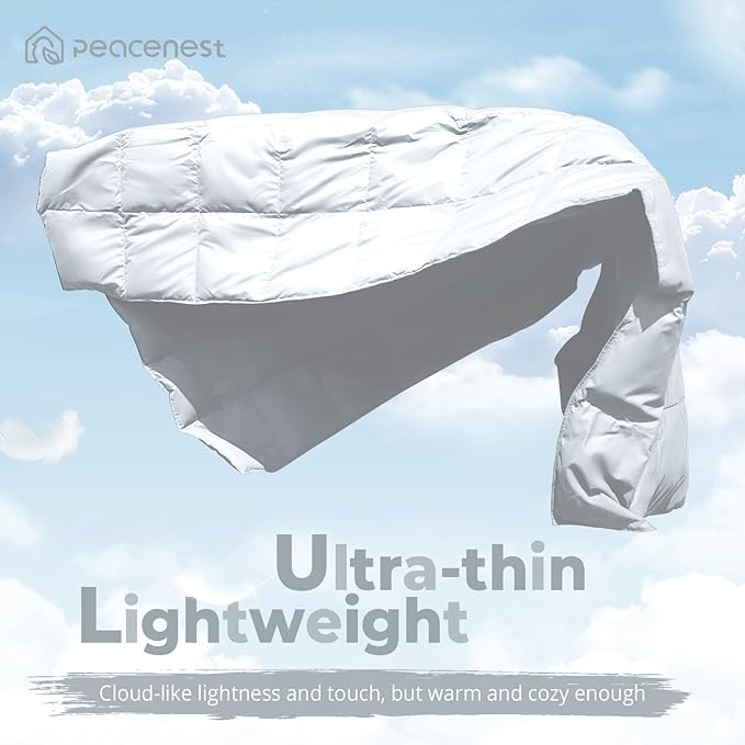 Down Throw Blankets for Couch 50x70 Down Blanket for Indoor and Outdoor use Small Soft Lightweight Throw Blanket Bleach White