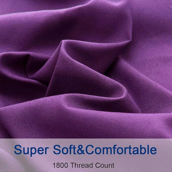 SONORO KATE Bed Sheet Set Super Soft Microfiber 1800 Thread Count Luxury Egyptian Sheets 18-Inch Deep Pocket,Wrinkle and Hypoallergenic-6 Piece (Purple, Twin XL-6 Piece)