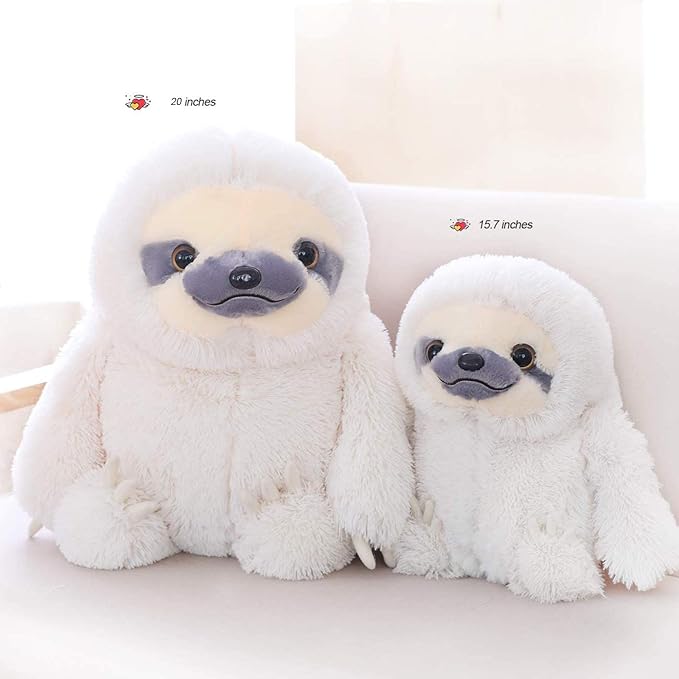 Winsterch Large Sloth Stuffed Animal Toy,20 inches Stuffed Sloth Kids Plush Sloth Animal Baby Doll Birthday Gifts for Boys and Girls,Ivory Sloth