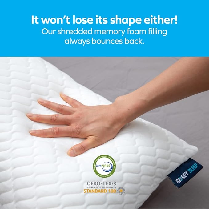 Sidney Sleep Mini Travel Size Neck Pillow - Knee, Back Lumbar and Support - Small Curved Pillow - 14 x 19 Inches - Adjustable Loft - Washable - Drawstring Backpack Included